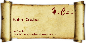 Hahn Csaba névjegykártya